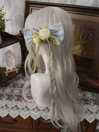 Teal & Green Frilled Headband with Flower Bow Hairpin - Moonlight Dream | CoyBunny