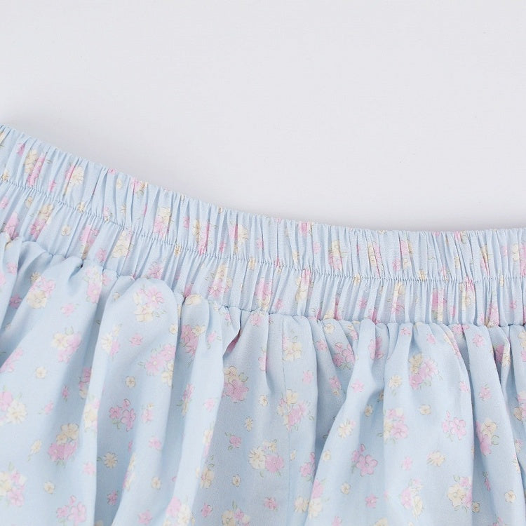 Blue Floral Print Bubble Shorts - serendipity | CoyBunny