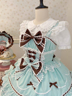 Mint Chocolate Lolita JSK Dress Set with Bonnet | Cute Gown