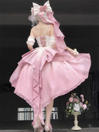 Sweet Pink Gradient Lolita Dress: High-Low Princess Wedding Gown