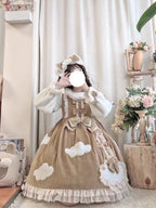 Cocoa Sweet Lolita Long Sleeve OP Dress with Headband & Petticoat