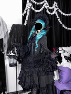 Gothic Black Phoenix Lolita Dress Set with Blouse & Tiered Skirt