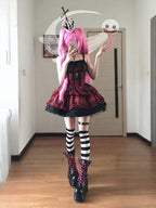 Gothic Punk Red Plaid Lolita Dress Set with Cardigan
