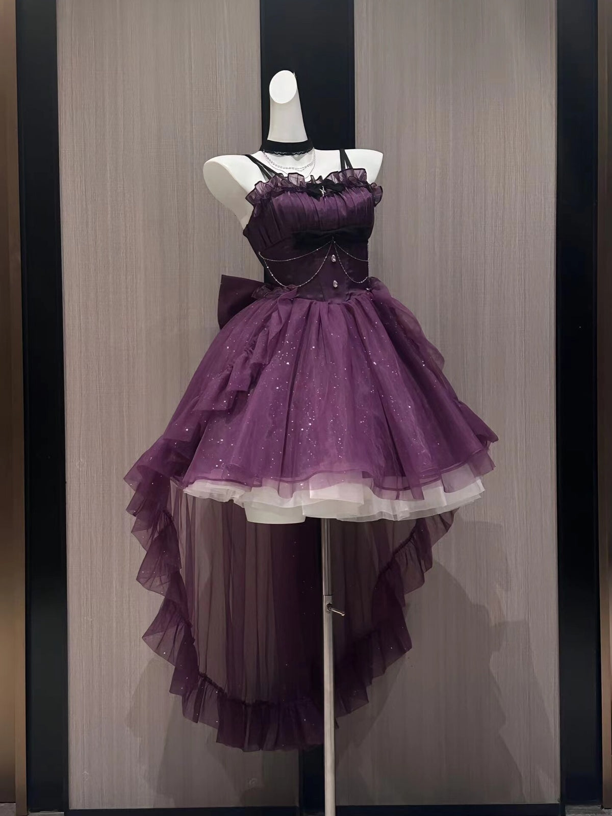 Purple Lolita Princess Ball Gown with Train & Choker