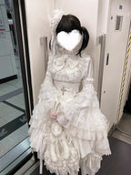 White Princess Lolita Dress Set with Blouse, Corset & Petticoat