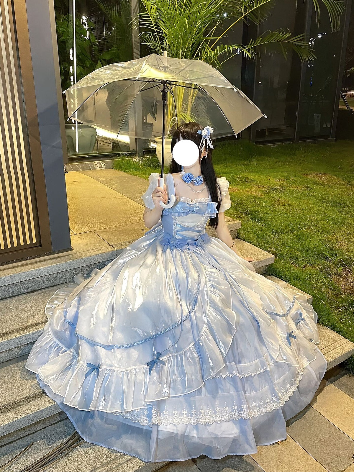 Elegant Light Blue Lolita Ball Gown - Princess Birthday Dress Set