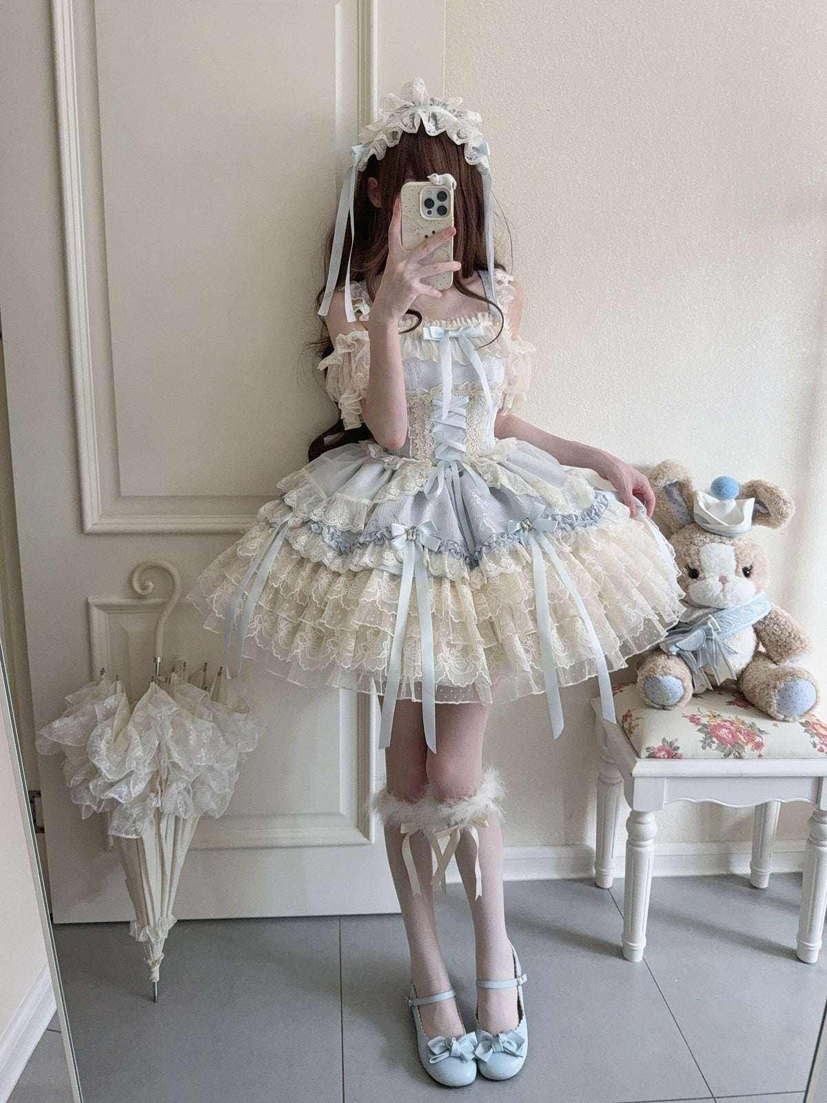 Blue Ballet Lolita JSK Dress with Train | Sweet Princess Gown