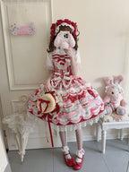 Crimson Bunny Cherry Print Sweet Lolita Jumper Dress - Miss Han | CoyBunny