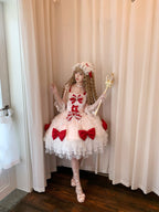Pink Lolita JSK Suspender Dress with Train & Headband