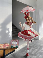 Cute Red Rabbit Lolita Dress Long Sleeve JSK Set