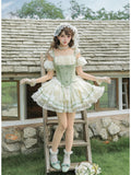 Short Dreamy Lolita JSK Set with Sleeves, Veil & Necklace