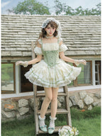 Short Dreamy Lolita JSK Set with Sleeves, Veil & Necklace