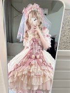 Sweet Lolita Pink Rose Dress Set - Lace Princess Birthday Gown