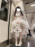 White Gothic Lolita Dress Set for Halloween & Christmas Cosplay