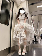 White Gothic Lolita Dress Set for Halloween & Christmas Cosplay