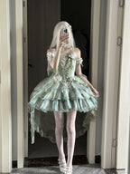 Green Forest Wizard of Oz Lolita Wedding Dress Full Set with Train