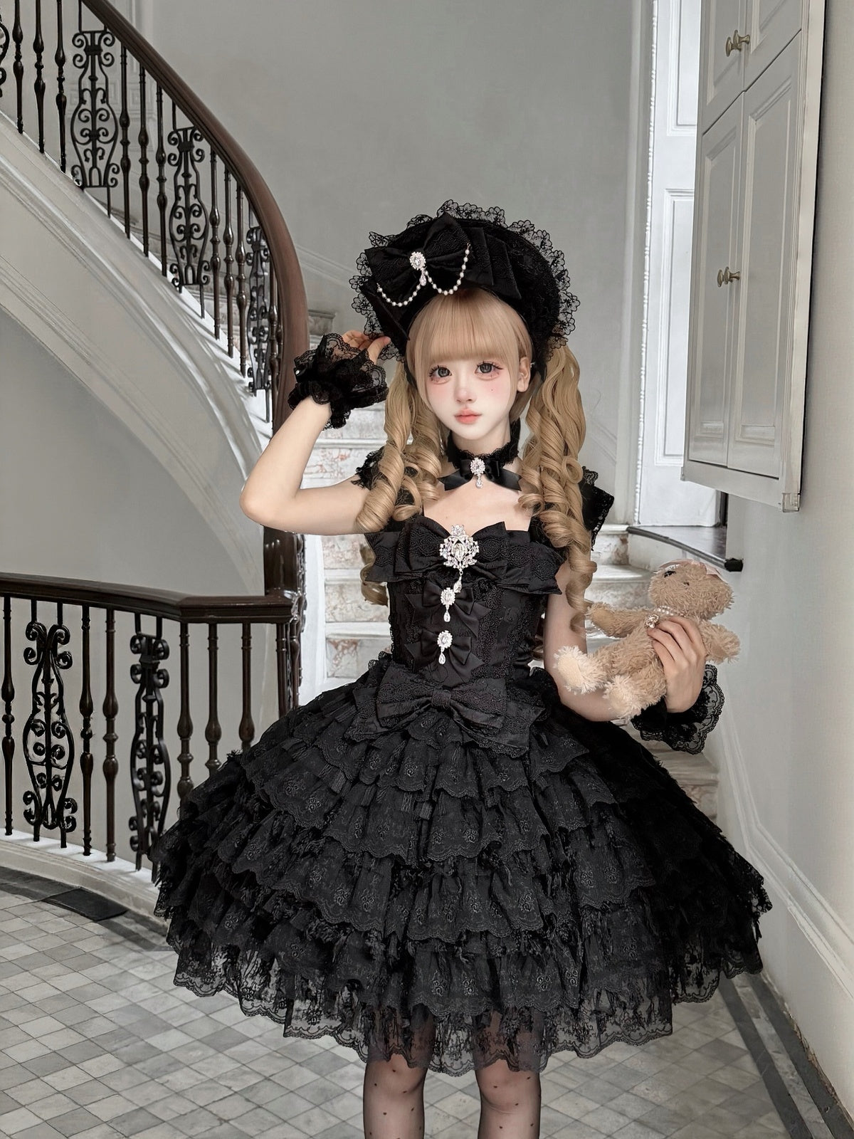 Black Gothic Lolita Wedding JSK Dress | Hime Princess Gown