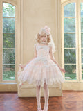 Pink Ballet Lolita JSK Dress with Crown Veil & Necklace