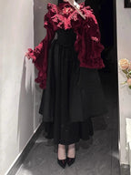 Gothic Red Black Lolita Dress Set with Hime Sleeve Blouse & SK
