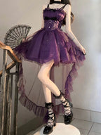 Purple Lolita Princess Ball Gown with Train & Choker
