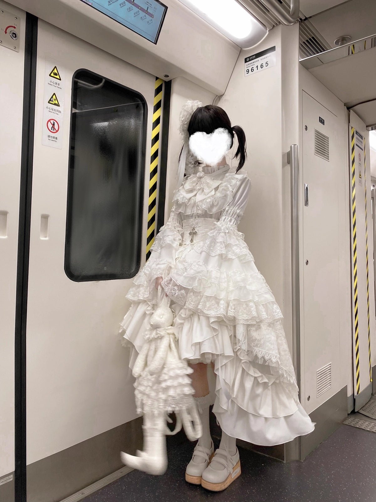 White Princess Lolita Dress Set with Blouse, Corset & Petticoat