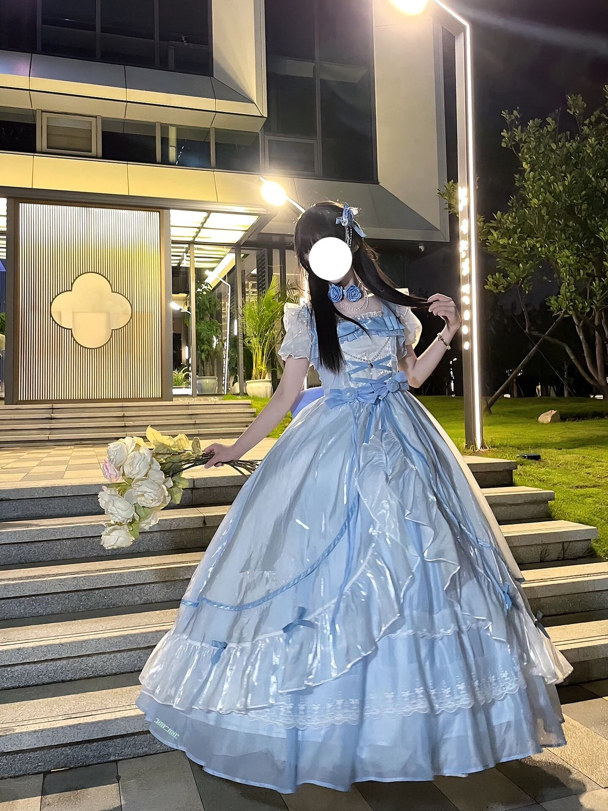Elegant Light Blue Lolita Ball Gown - Princess Birthday Dress Set