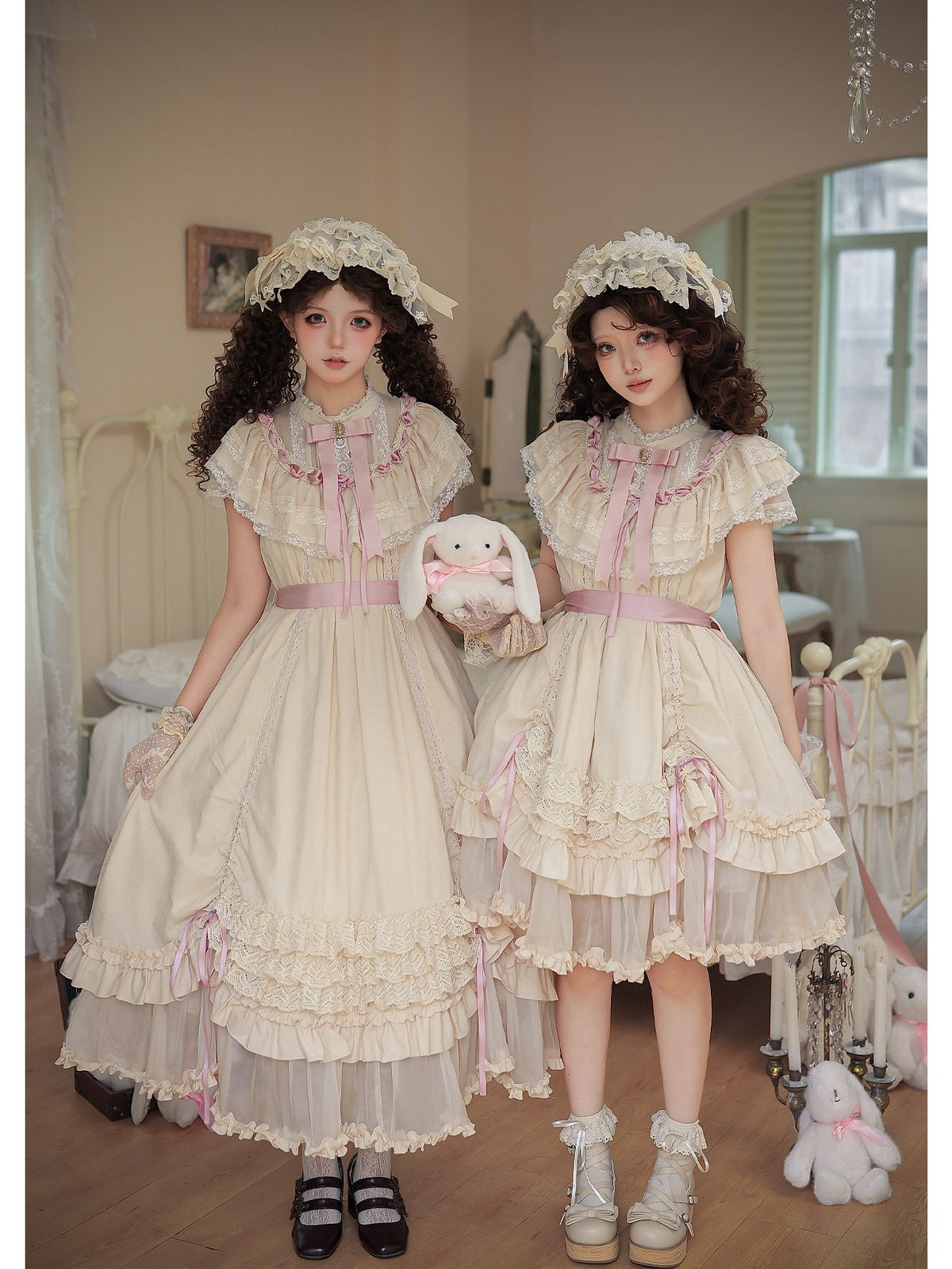 Long Doll Lolita OP Set with Adjustable Drawstring Hem