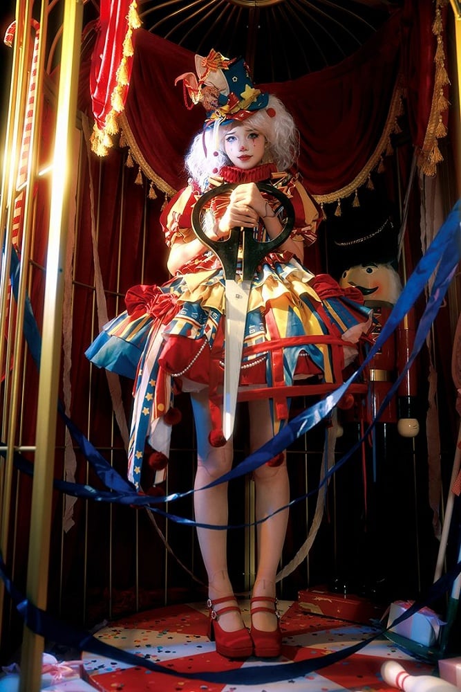 Red and blue bunny circus Sweet Lolita JSK dress ¨C Lolita fashion detail