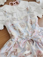 Rabbit Theme Sweet Lolita JSK Dress with Blue Diamond Print | CoyBunny