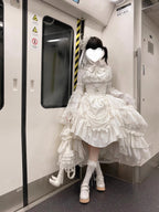 White Princess Lolita Dress Set with Blouse, Corset & Petticoat