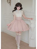 Short Color Block Lolita Dress with Waist Boning & Ruffles