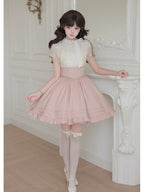 Short Color Block Lolita Dress with Waist Boning & Ruffles