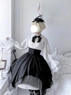 Gothic Nun Lolita Dress Set with Corset Blouse & Tiered Skirt
