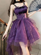 Purple Lolita Princess Ball Gown with Train & Choker