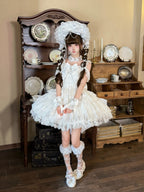 White Ballet Lolita JSK Dress with Back Bow | Suspender Gown