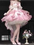 Sweet Pink Gradient Lolita Dress: High-Low Princess Wedding Gown