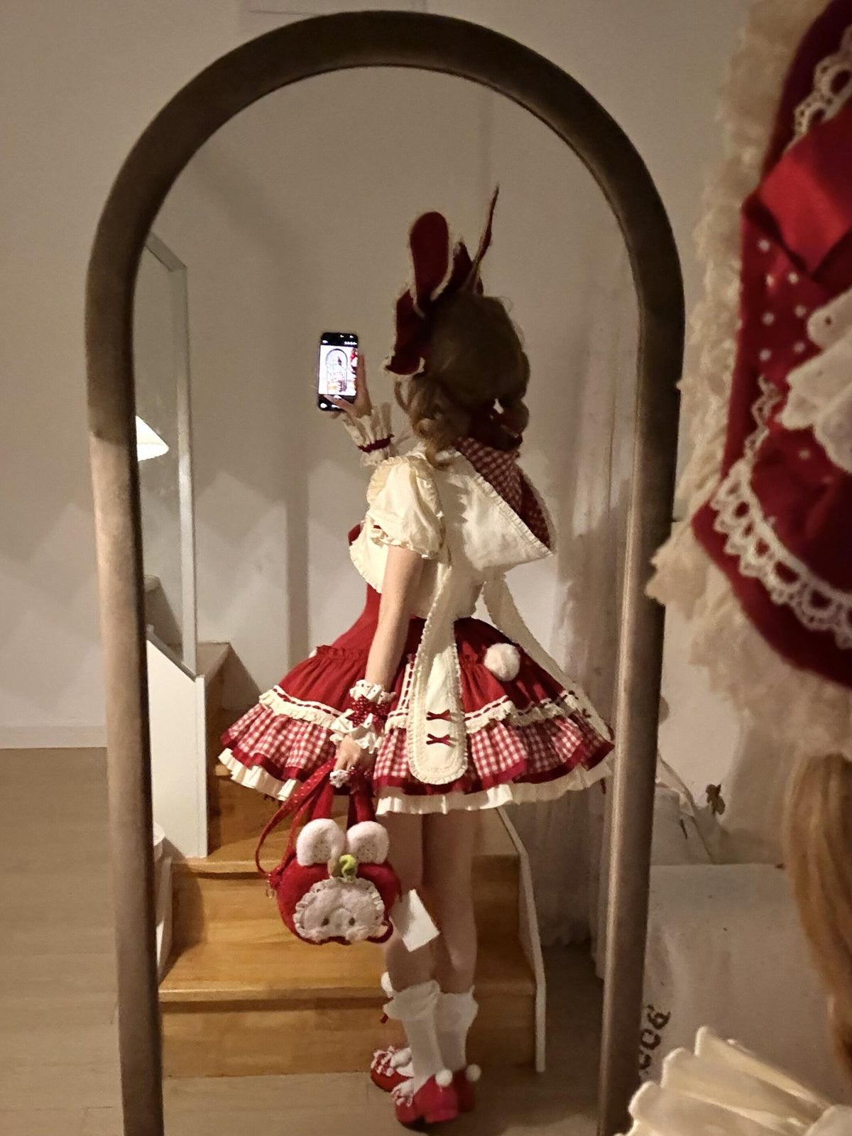 Cute Red Rabbit Lolita Dress Long Sleeve JSK Set