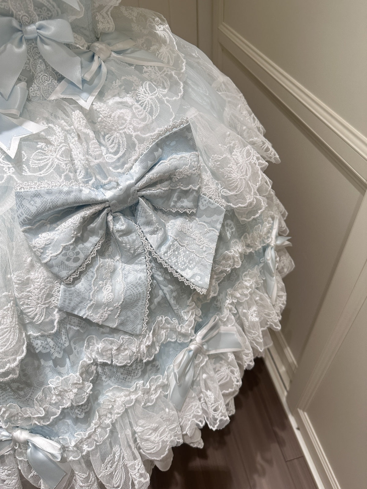 Blue Light Wedding Lolita JSK Dress with Hat & Necklace