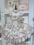 Sweet Silver Rose Lolita JSK Princess Dress with Choker & Train