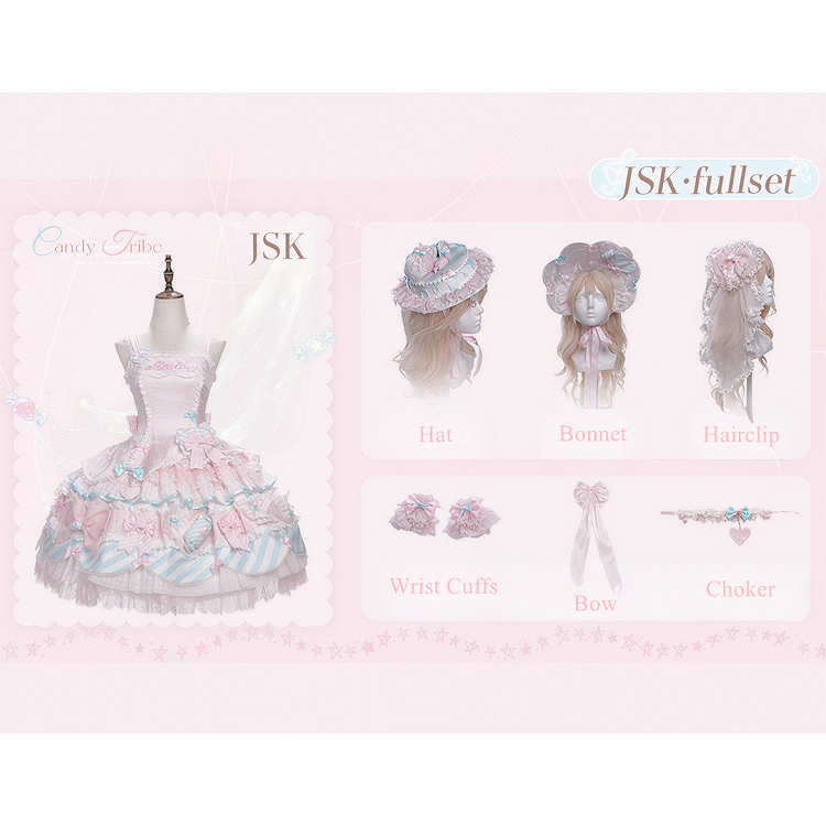 Pink & Blue Sweet Candy-themed Lolita JSK Dress - Meng Fu Zi | CoyBunny