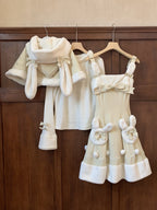 Yellow Winter Sweet Bunny Theme Christmas Lolita Dress Plush Neckline and Hemline | CoyBunny