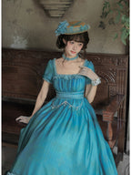 Empire Lolita Long JSK Set with Choker, Flower & Hat