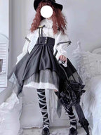 Gothic Nun Lolita Dress Set with Corset Blouse & Tiered Skirt