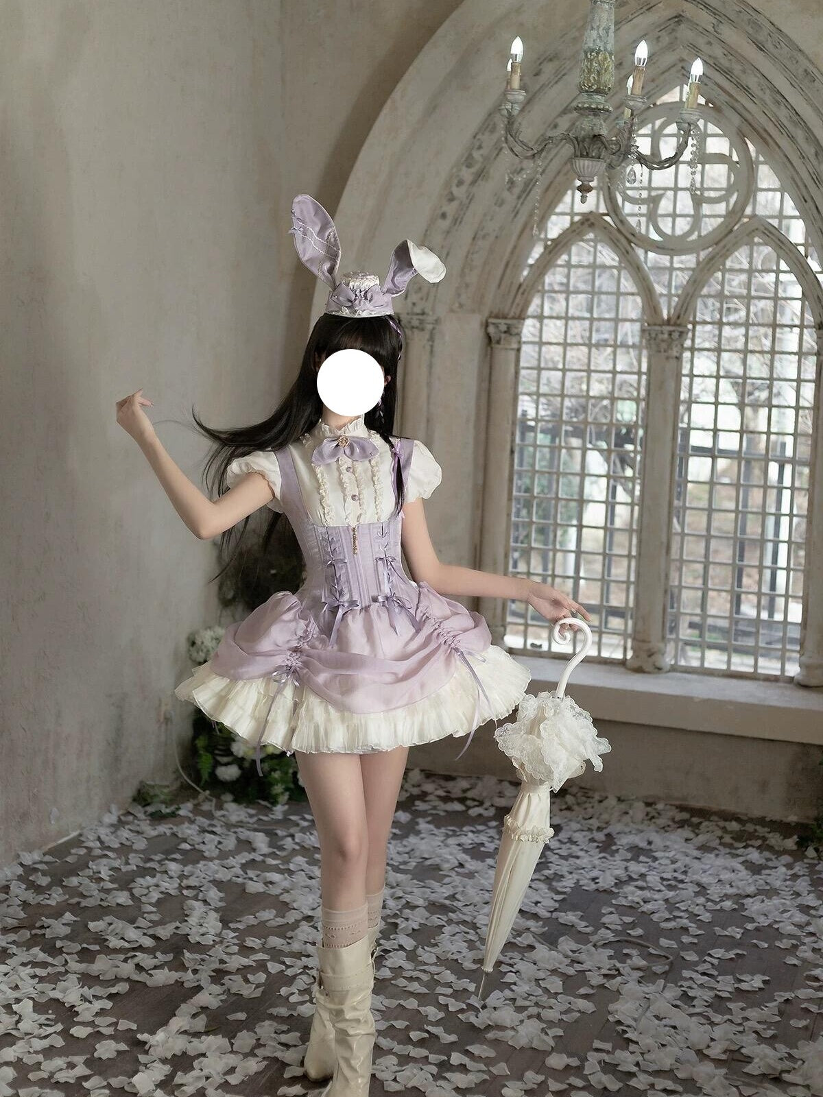 Sweet Lavender Rabbit Lolita JSK Dress & Blouse Set with Bowknot
