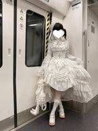 White Gothic Lolita Dress Set - Long Sleeve Halloween Cosplay Outfit