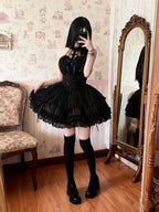 Gothic Cross Lolita Dress Full Set with Sleeves & Headpiece