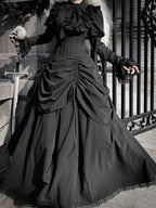 Gothic Witch Lolita Dress Set with Corset Blouse & Bustle Skirt