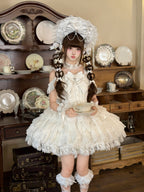 White Ballet Lolita JSK Dress with Back Bow | Suspender Gown