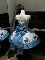Blue Polka Dot Ruffled Sweet Lolita Jumper Skirt - Sweetheart Dream | CoyBunny