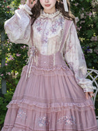 Sweet Purple Lolita JSK with Floral Embroidery & Ruffle Lace Trim - Luo Xiu Dong Xiang | CoyBunny
